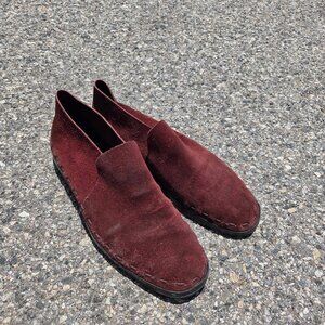 SIESTA by Bally suede loafers 9. burgundy wine italy moccasin vtg
